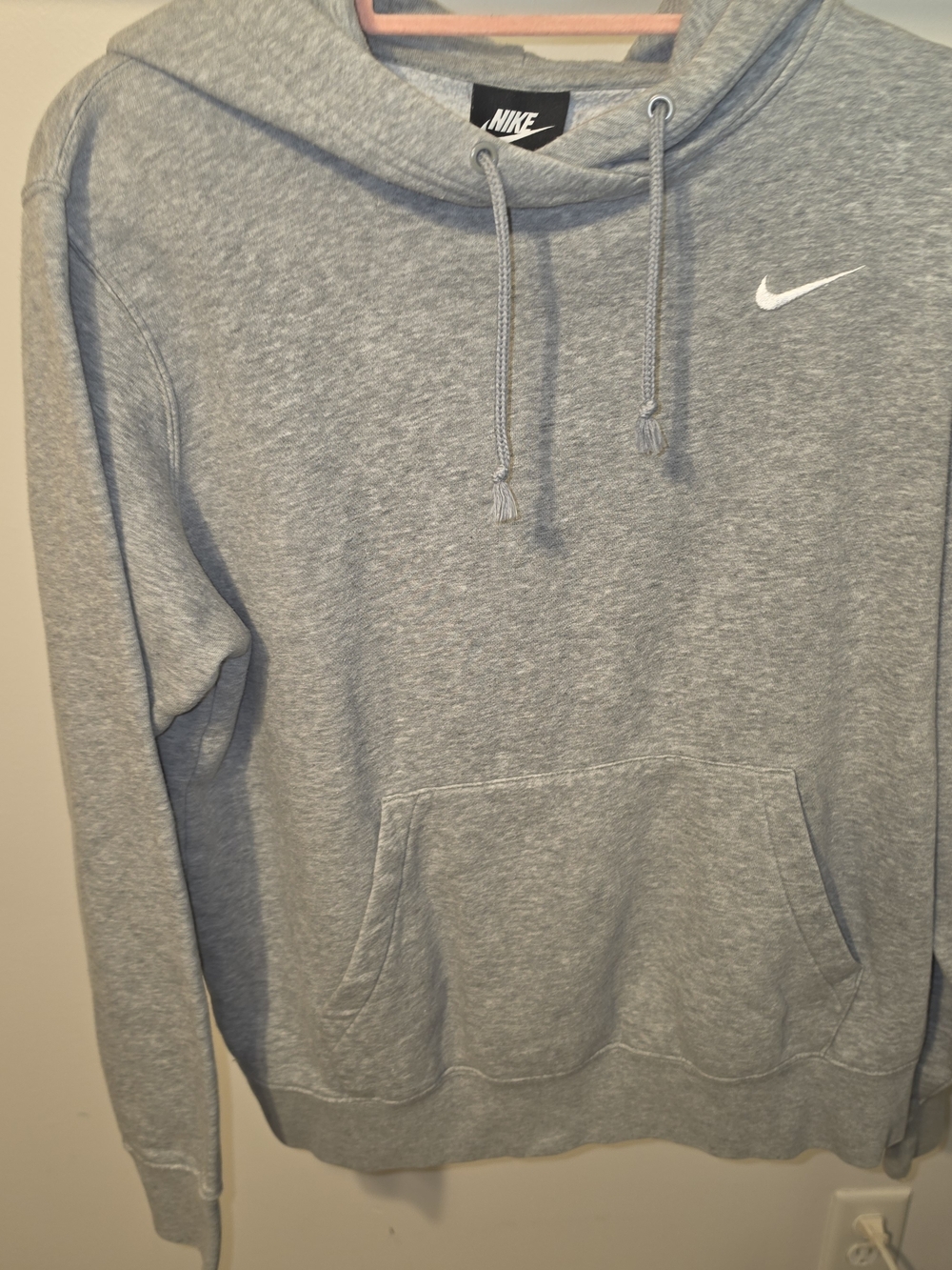 Nike Light Grey Pullover Hoodie with White Swoosh